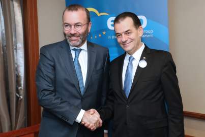 EPP Group Chairman Manfred Weber and Roamnian Prime minister Ludovic Orban