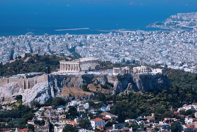 View of Acropolis from Lykavittos hill - Athens highest point