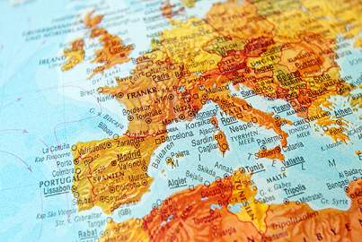Europe map closeup