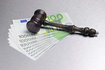 Gavel with Euro currency