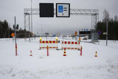 Pildil on suletud Vaalimaa piiripunkt Soome ja Venemaa vahel Virolahtis, Soomes